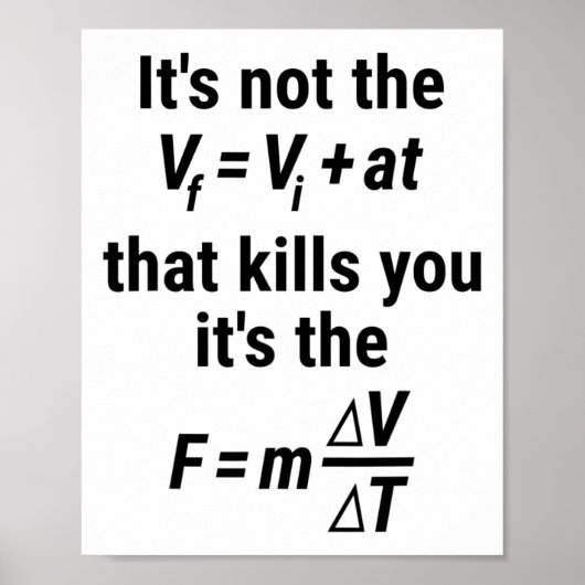 Funny Physical T Shirt mit einem Fall und Kraft Eq Poster (Vorne)
