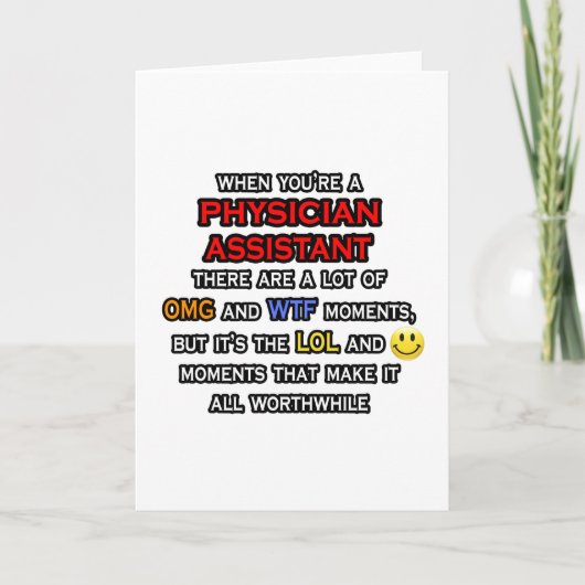 Funny Physician Assistant ... OMG WTLOL Karte (Vorderseite)