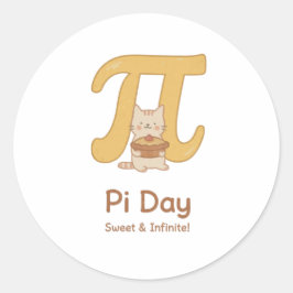Funny Pi Day Animal with Pie – Math Lover Gift Runder Aufkleber