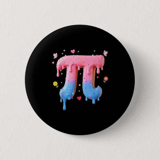 Funny Pi Day Ice Cream Drip 3.14 Math Pun Teachers Button (Vorderseite)