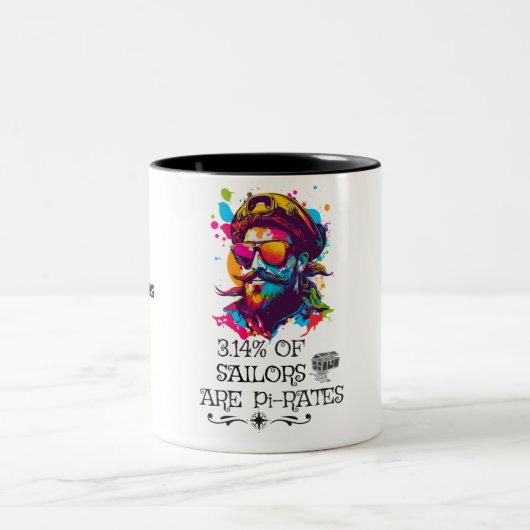 Funny Pi Day Math Geek Nerd Sailor Pirate Zweifarbige Tasse (Mittel)