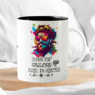 Funny Pi Day Math Geek Nerd Sailor Pirate Zweifarbige Tasse