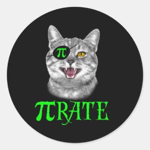 Funny Pi Day Math Science Cat Pirate Color Runder Aufkleber