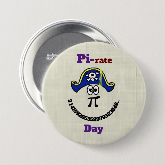 Funny Pi Day Pirate Button (Vorne & Hinten)