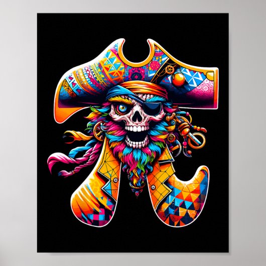 Funny Pi Day Pirate Pi Symbol Math farbenfroh Math Poster (Vorne)