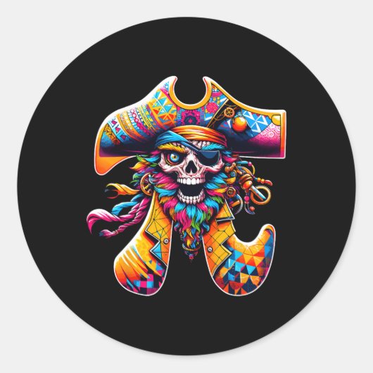 Funny Pi Day Pirate Pi Symbol Math farbenfroh Math Runder Aufkleber (Vorderseite)
