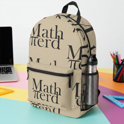Funny Pi Math Nerd Science Teacher Light Brown Bedruckter Rucksack