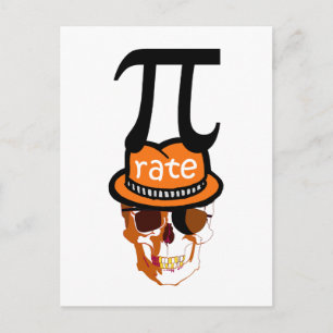 Funny pi pirate halloween postkarte
