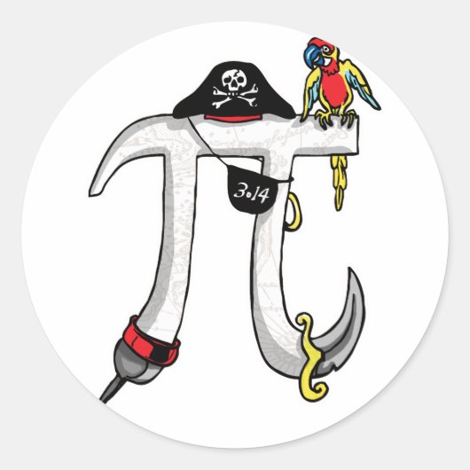 Funny Pi rate Pi Day Spaß Runder Aufkleber (Vorderseite)