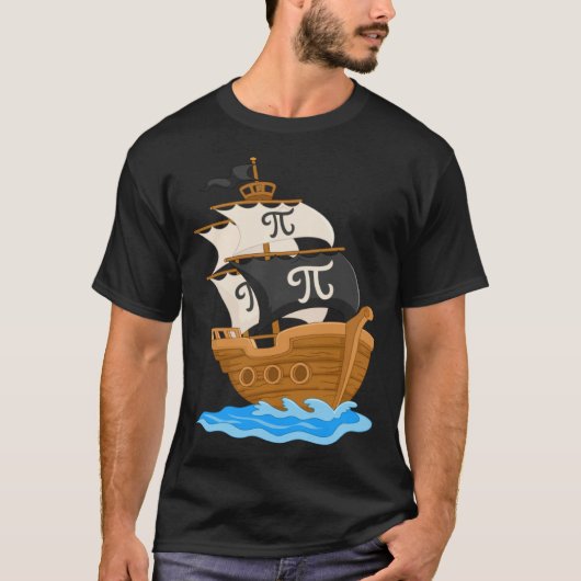 Funny Pi-rate Ship Happy Pi Day Math Lover Geek Pi T-Shirt (Vorderseite)