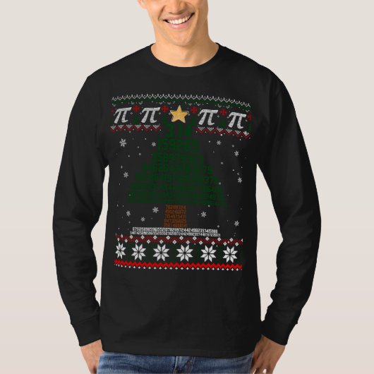 Funny Pi Tree Christmas Mathe Lehrer Ugly Sweater T-Shirt (Vorderseite)