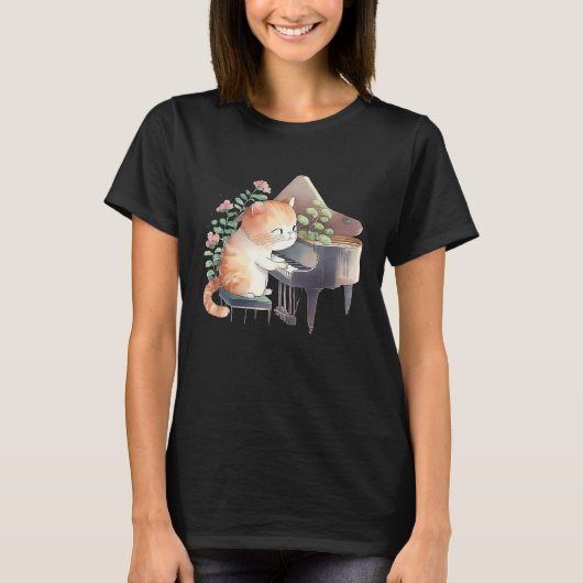 Funny Piano Music Cat Men Women Kids Cat Piano Lov T-Shirt (Vorderseite)