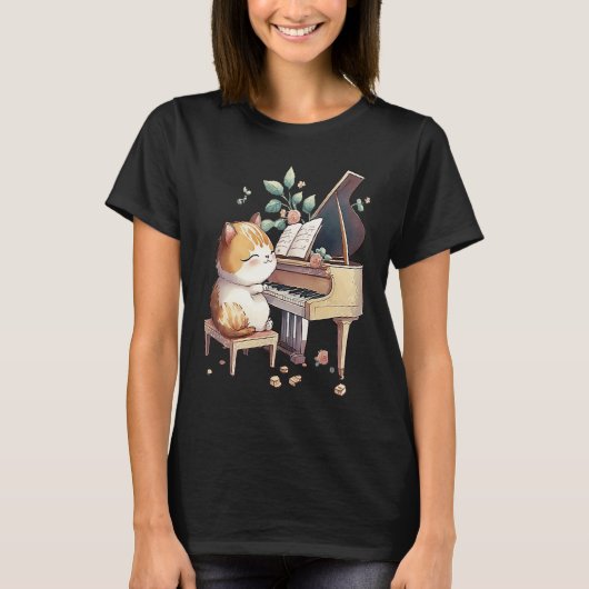 Funny Piano Music Cat Men Women Kids Cat Piano Lov T-Shirt (Vorderseite)
