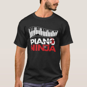 Funny Piano Ninja Music Lover Pianist Keyboard Whi T-Shirt