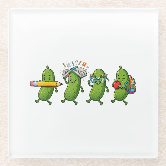 Funny Pickle Back to School Teacher Student Women Glasuntersetzer (Vorderseite)