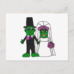 Funny Pickle Bridge und Groom Wedding Art Postkarte