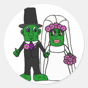 Funny Pickle Bridge und Groom Wedding Art Runder Aufkleber