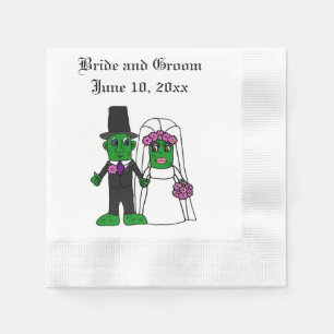 Funny Pickle Brie und Groom Wedding Cartoon Serviette