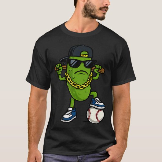 Funny Pickle Cucumber Wear Sunglasses Baseball Lov T-Shirt (Vorderseite)
