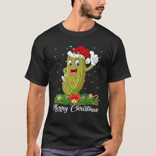 Funny Pickle Frucht Lover Matching Weihnachtsmannm T-Shirt (Vorderseite)