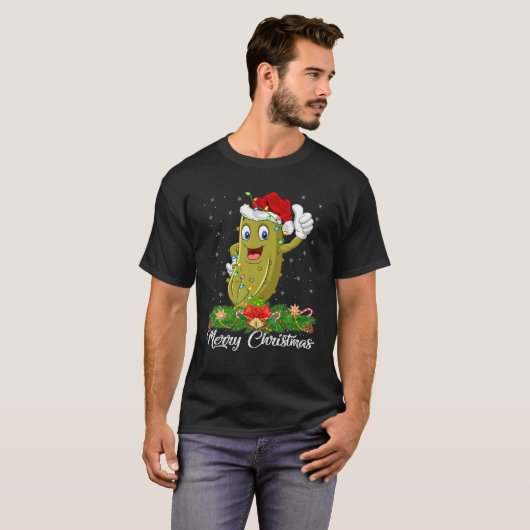 Funny Pickle Frucht Lover Matching Weihnachtsmannm T-Shirt (Vorne ganz)