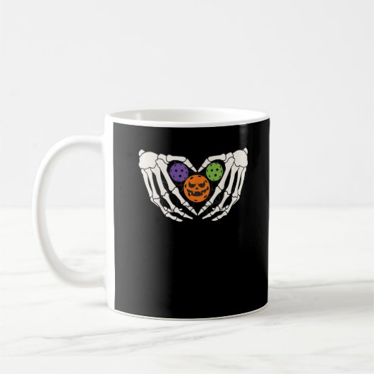 Funny Pickle Halloween Skeleton Hände Herz Pumpki Kaffeetasse (Links)