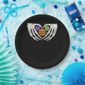 Funny Pickle Halloween Skeleton Hände Herz Pumpki Pappteller (Party)