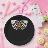 Funny Pickle Halloween Skeleton Hände Herz Pumpki Pappteller (Party)