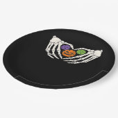 Funny Pickle Halloween Skeleton Hände Herz Pumpki Pappteller (Schrägansicht)