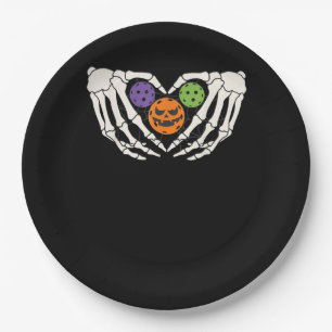Funny Pickle Halloween Skeleton Hände Herz Pumpki Pappteller
