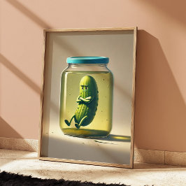 Funny Pickle in a Jar Art Print Retro Küche Poster