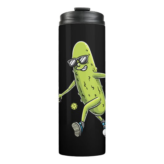 Funny Pickle Lovers Dill Pickleball Player Thermosbecher (Vorderseite)