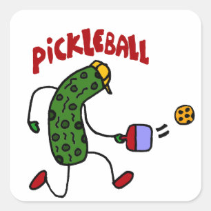 Funny Pickle Pielen Pickleball Action Design Quadratischer Aufkleber