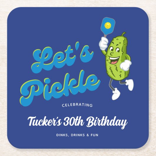 Funny Pickle Pielen Pickleball Benutzerdefinierter Rechteckiger Pappuntersetzer (Vorderseite)