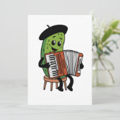 Funny Pickle Playing Accordion Design Dankeskarte (Stehend Vorderseite)