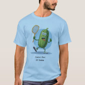 Funny Pickle Playing Pickleball Custom Text T-Shirt (Vorderseite)