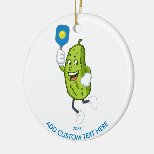 Funny PIckle Playing Pickleball Custom Year Text Keramik Ornament (Links)
