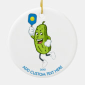 Funny PIckle Playing Pickleball Custom Year Text Keramik Ornament (Hinten)