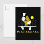 Funny Pickle Playing Pickleball Feiertagspostkarte (Vorne/Hinten)