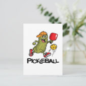 Funny Pickle Playing Pickleball Feiertagspostkarte (Stehend Vorderseite)