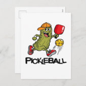 Funny Pickle Playing Pickleball Feiertagspostkarte (Vorne/Hinten)
