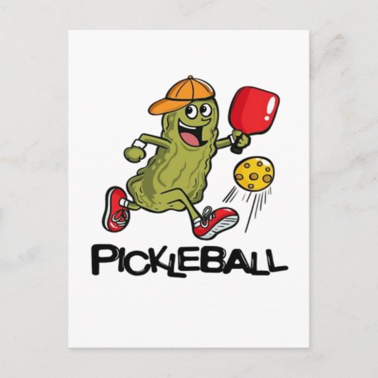 Funny Pickle Playing Pickleball Feiertagspostkarte (Vorderseite)