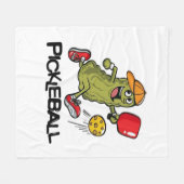 Funny Pickle Playing Pickleball Fleecedecke (Vorderseite (Horizontal))