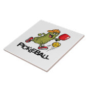 Funny Pickle Playing Pickleball Fliese (Seite)