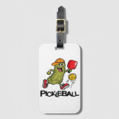 Funny Pickle Playing Pickleball Gepäckanhänger (Vorderseite Vertikal)