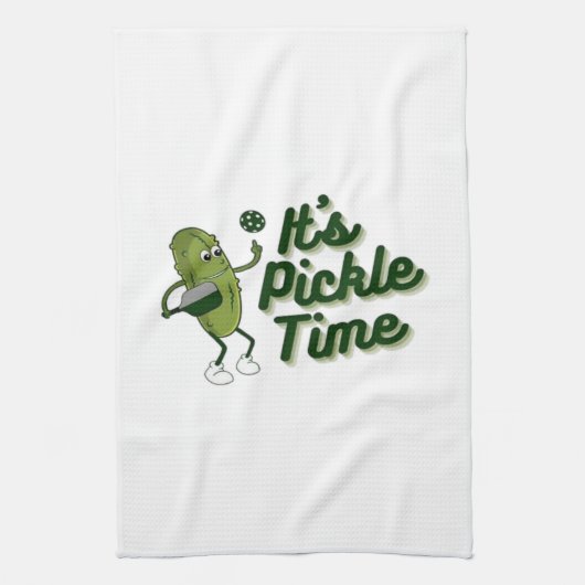 Funny Pickle Playing Pickleball Geschirrtuch (Vertikal)