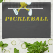 Funny Pickle Playing Pickleball Geschirrtuch (Gefaltet)