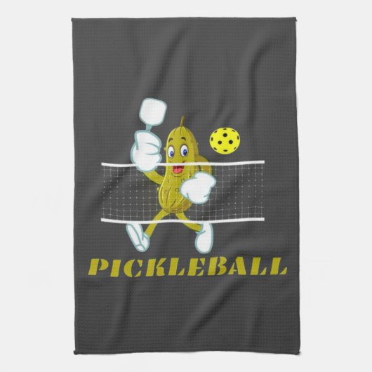Funny Pickle Playing Pickleball Geschirrtuch (Vertikal)