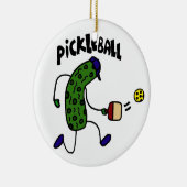 Funny Pickle Playing Pickleball Keramikornament (Rechts)