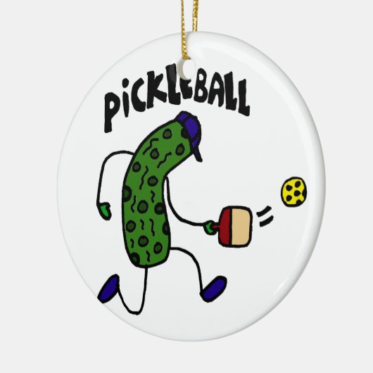 Funny Pickle Playing Pickleball Keramikornament (Links)
